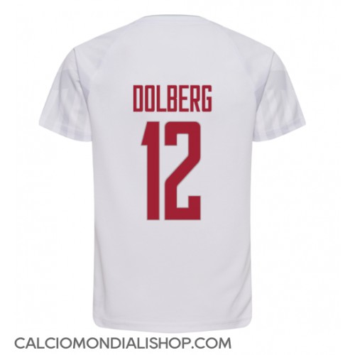 Maglie da calcio Danimarca Kasper Dolberg #12 Seconda Maglia Mondiali 2022 Manica Corta